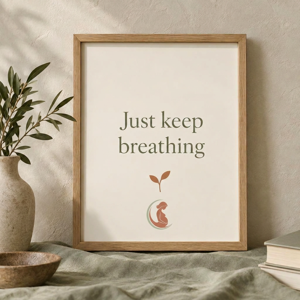 Just keep breathing framed print