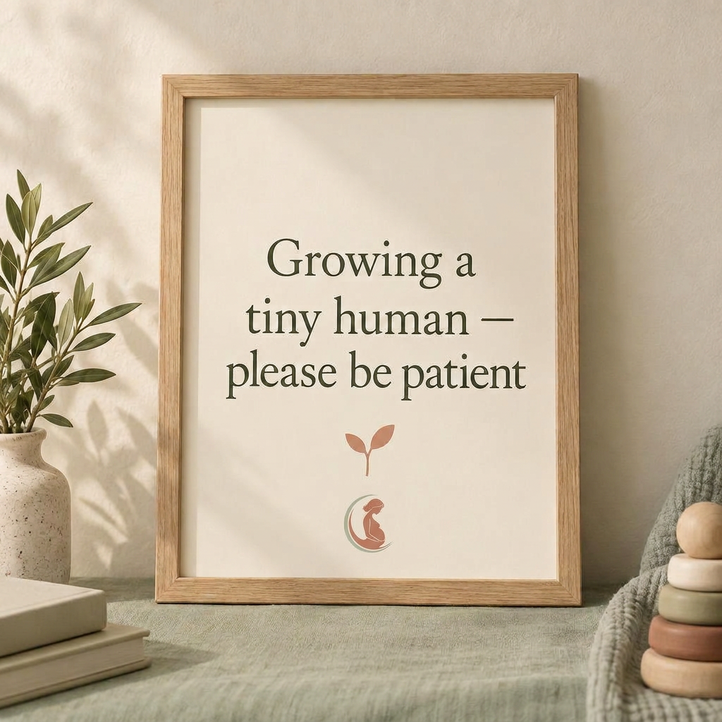 Growing a tiny human — please be patient framed print