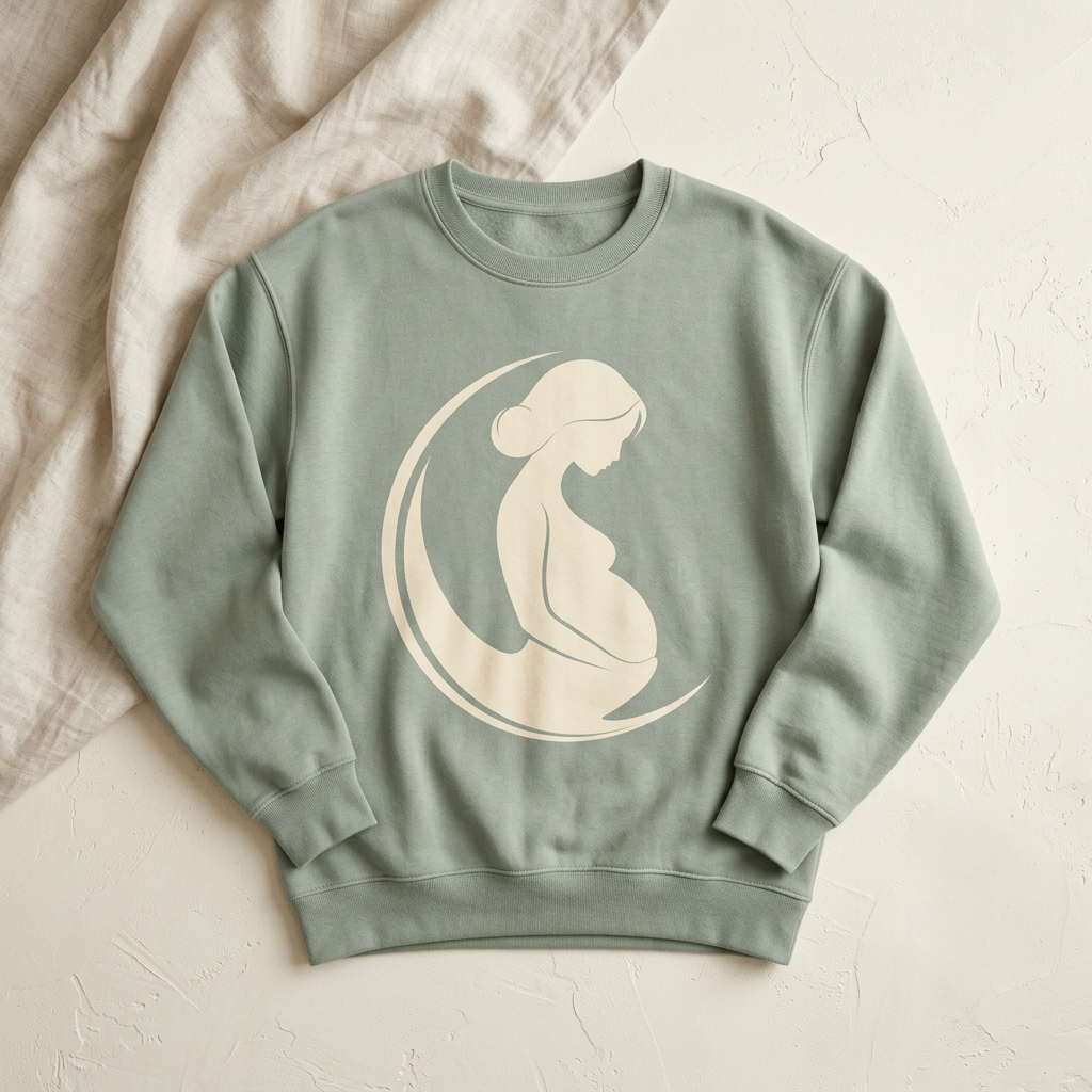 Crescent sweatshirt with the Bump to Baby mark