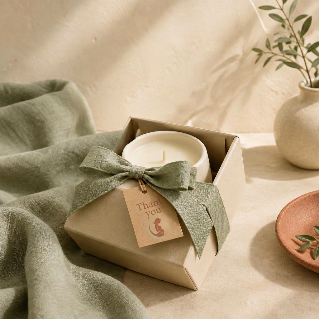 Thank-you midwife candle, designed by Bump to Baby